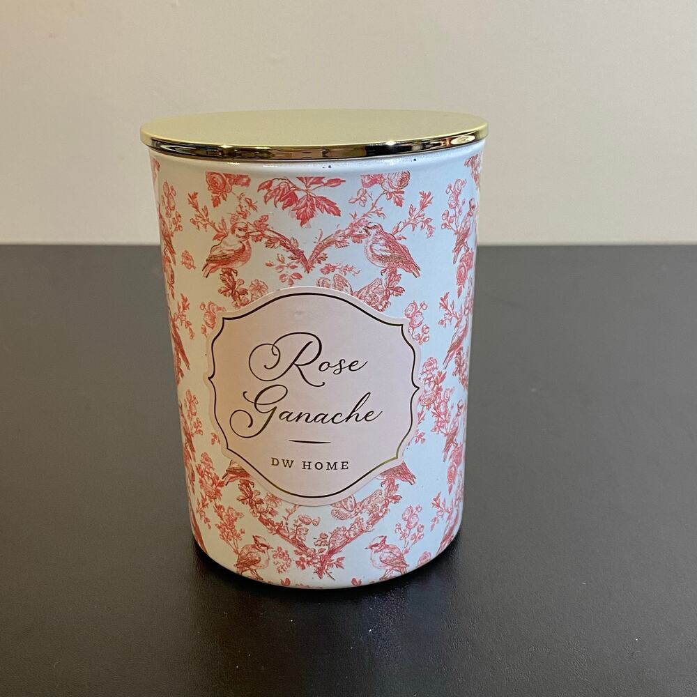 DW Home "Rose Ganache" Scented Candle with Gold Lid - 8.2 oz - NEW